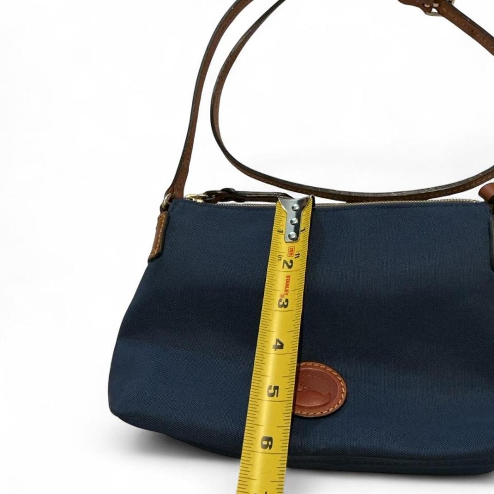 Vintage Dooney & Bourke Crossbody Bag Small Navy Blue Excellent Nylon Leather - Picture 3 of 8